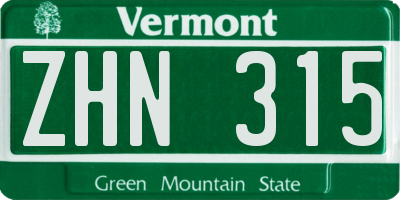 VT license plate ZHN315