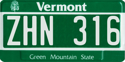 VT license plate ZHN316