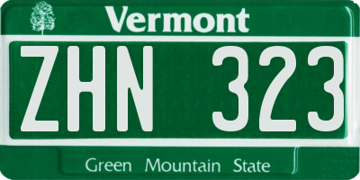 VT license plate ZHN323