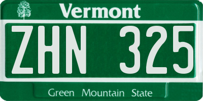 VT license plate ZHN325