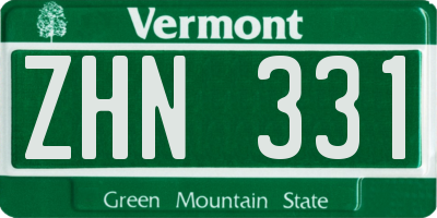 VT license plate ZHN331