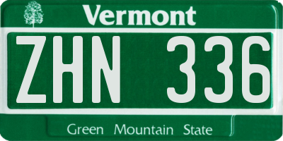 VT license plate ZHN336