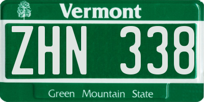 VT license plate ZHN338
