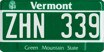 VT license plate ZHN339