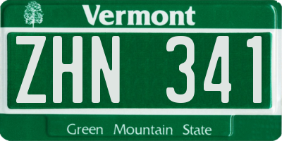 VT license plate ZHN341