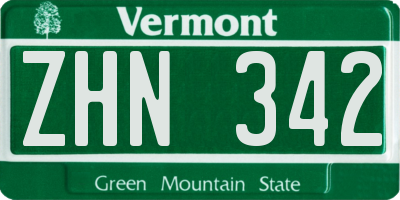 VT license plate ZHN342