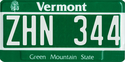 VT license plate ZHN344