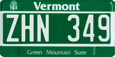 VT license plate ZHN349