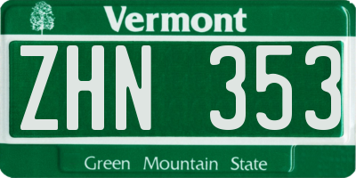 VT license plate ZHN353