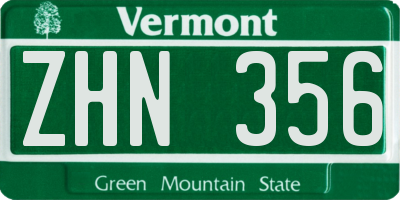 VT license plate ZHN356