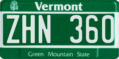 VT license plate ZHN360