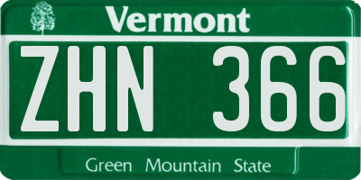 VT license plate ZHN366