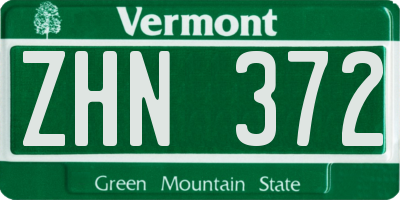 VT license plate ZHN372