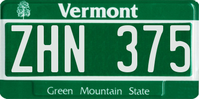 VT license plate ZHN375