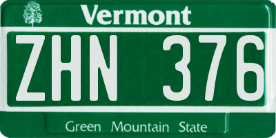 VT license plate ZHN376