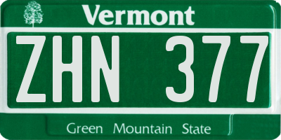 VT license plate ZHN377