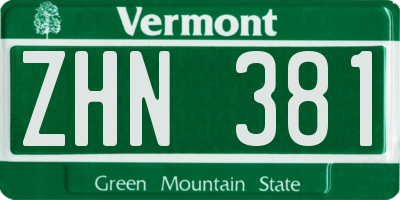 VT license plate ZHN381