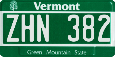 VT license plate ZHN382