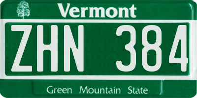 VT license plate ZHN384