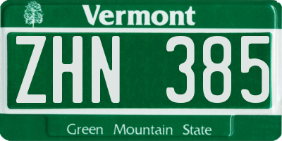 VT license plate ZHN385
