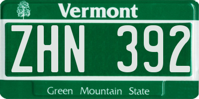 VT license plate ZHN392