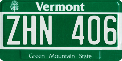 VT license plate ZHN406