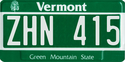 VT license plate ZHN415