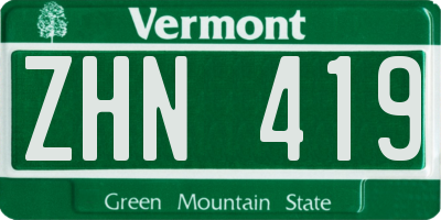 VT license plate ZHN419