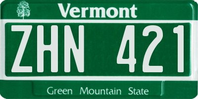 VT license plate ZHN421