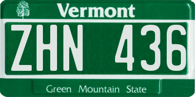 VT license plate ZHN436