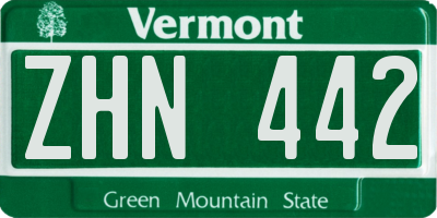VT license plate ZHN442