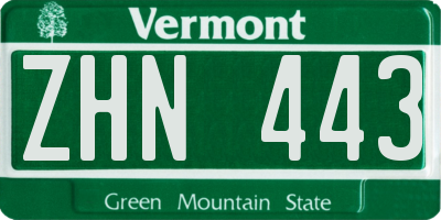 VT license plate ZHN443
