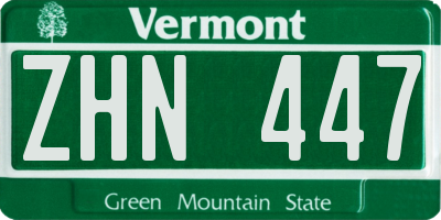 VT license plate ZHN447