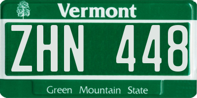 VT license plate ZHN448
