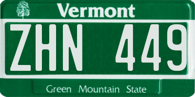 VT license plate ZHN449