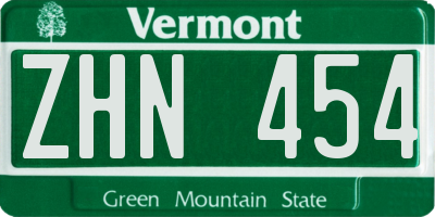 VT license plate ZHN454