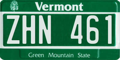 VT license plate ZHN461