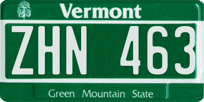 VT license plate ZHN463