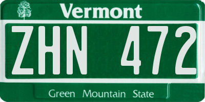 VT license plate ZHN472