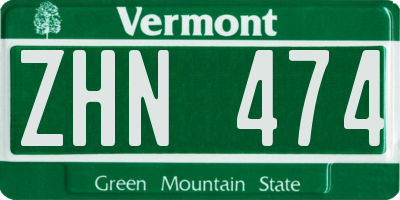 VT license plate ZHN474