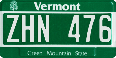 VT license plate ZHN476