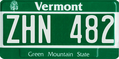 VT license plate ZHN482
