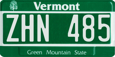 VT license plate ZHN485