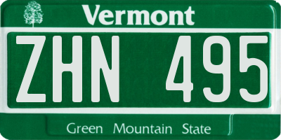 VT license plate ZHN495