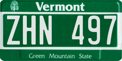 VT license plate ZHN497
