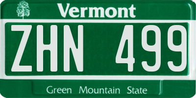 VT license plate ZHN499