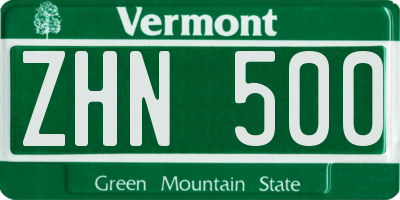VT license plate ZHN500