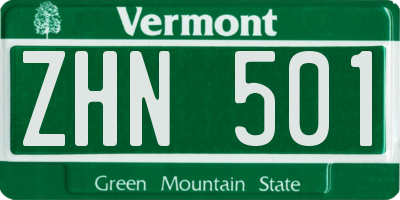 VT license plate ZHN501
