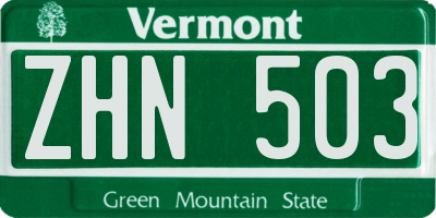 VT license plate ZHN503