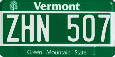 VT license plate ZHN507